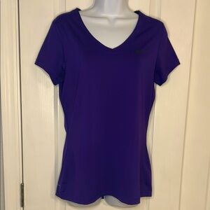 Women's Purple Nike Pro V-Neck Athletic Top